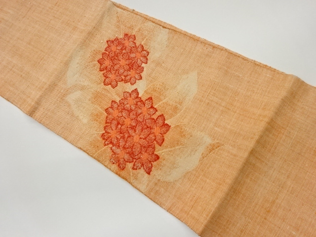 手織り真綿紬花模様織出し名古屋帯